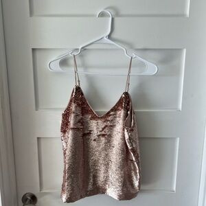 Gianni Bini Rose Gold Sequin Camisole with V-Neckline